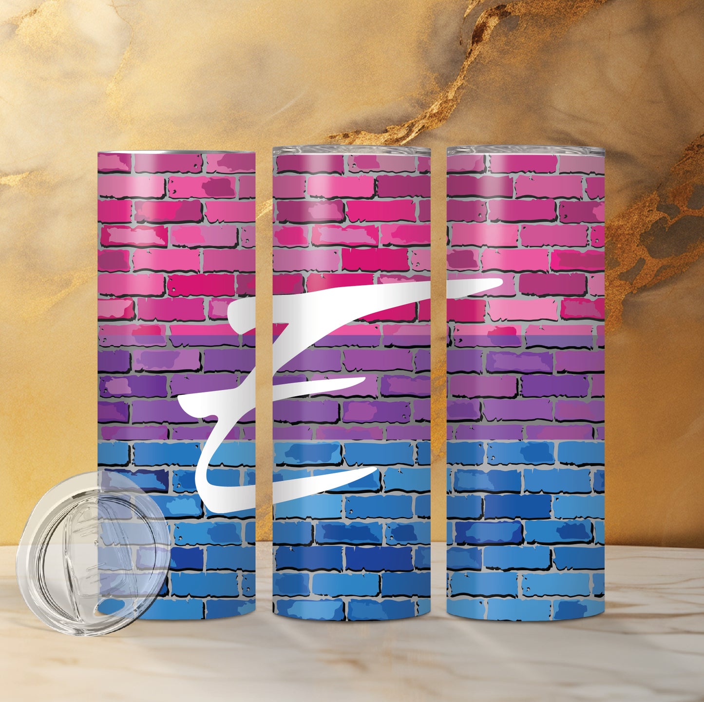 Bisexual Colors E Logo Custom Double Insulated Drink Tumbler