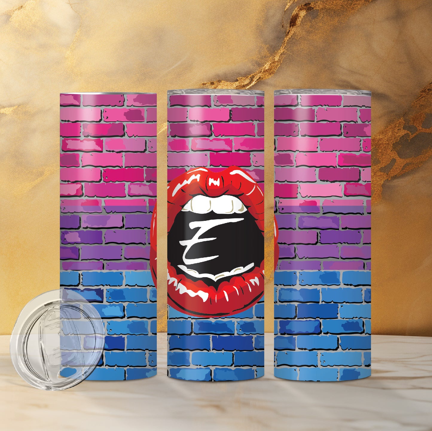 Bisexual Colors E Lips Logo Custom Double Insulated Drink Tumbler