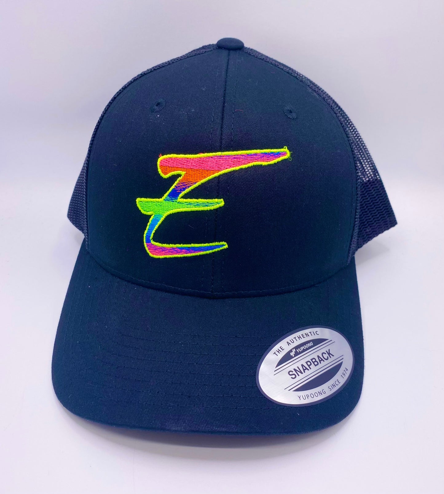 Eden Round Bill Snapback Rainbow Hat Black