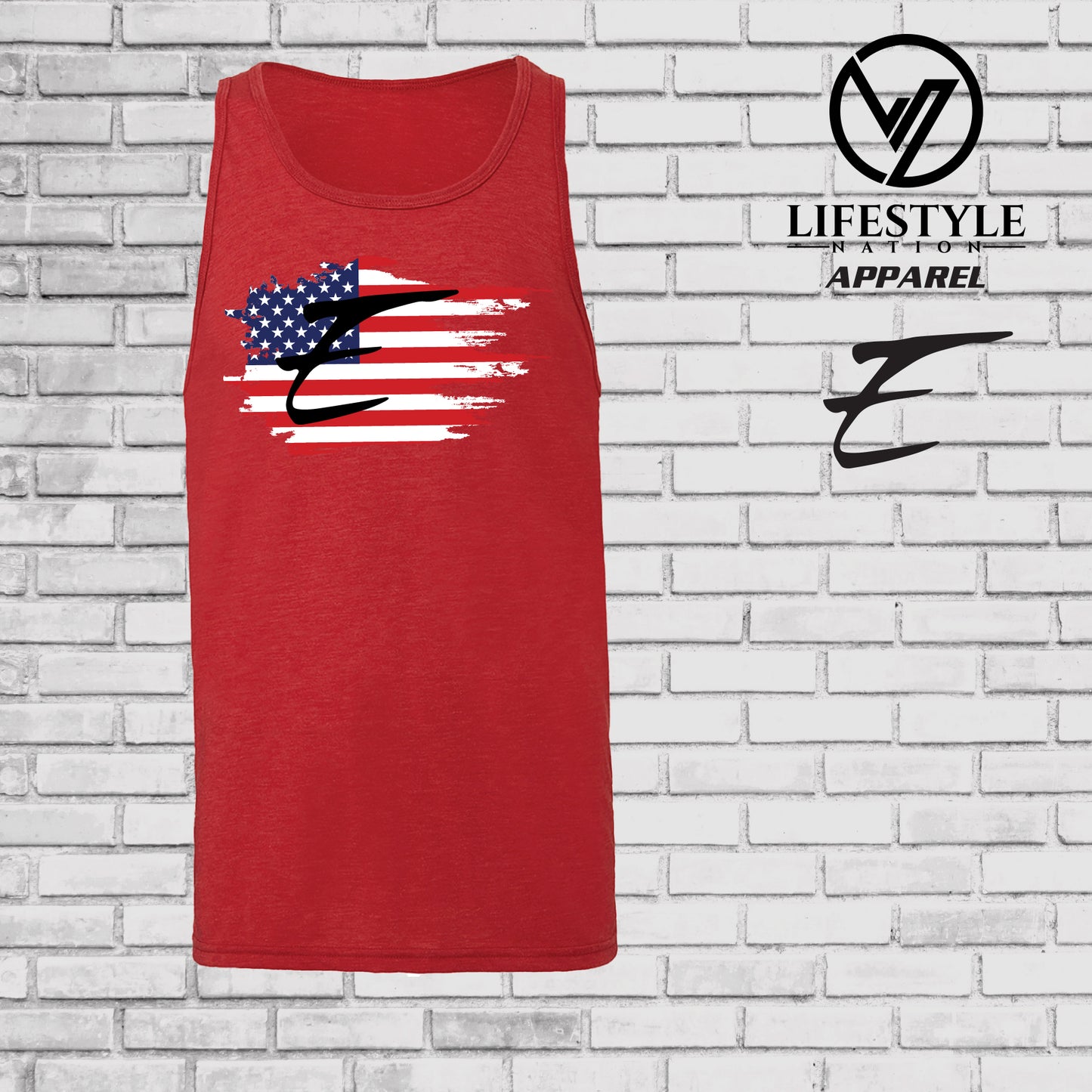 Club Eden T-Shirt or Tank American Flag E - Pick Color
