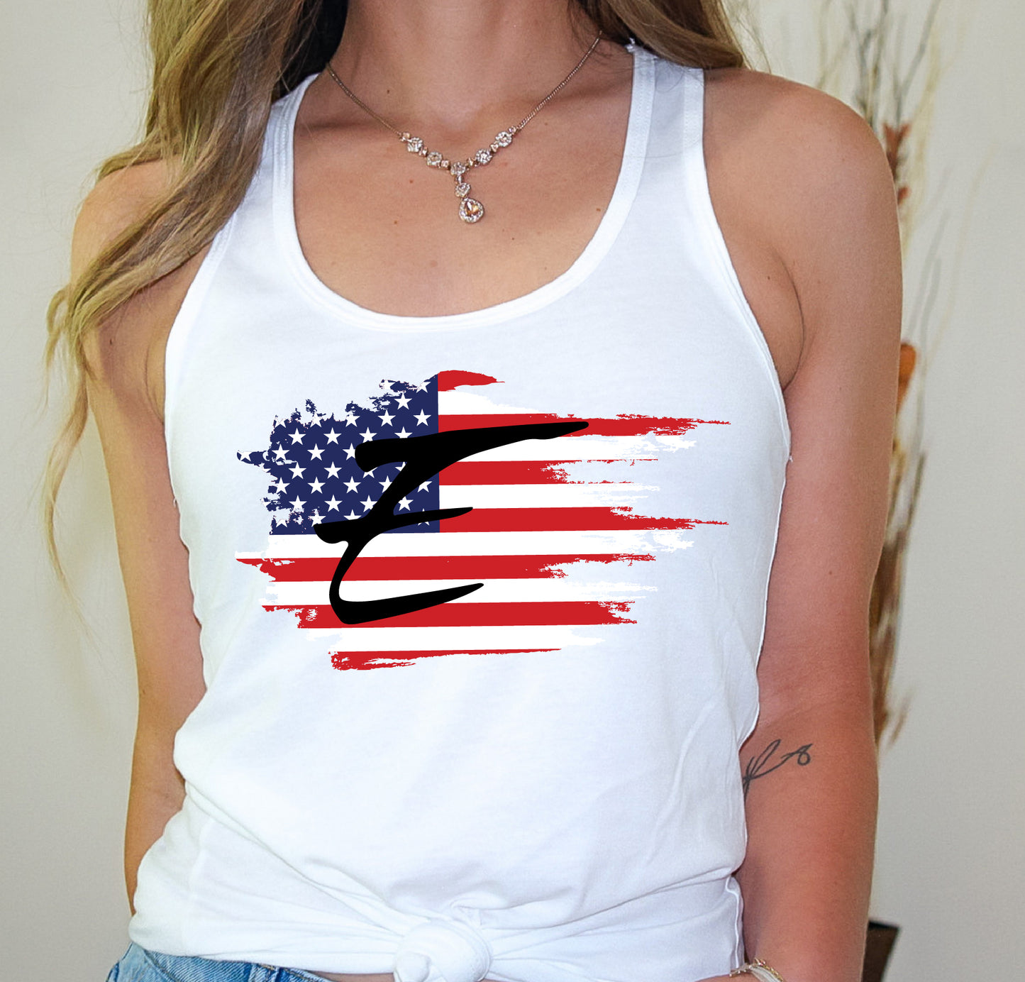 Club Eden T-Shirt or Tank American Flag E - Pick Color