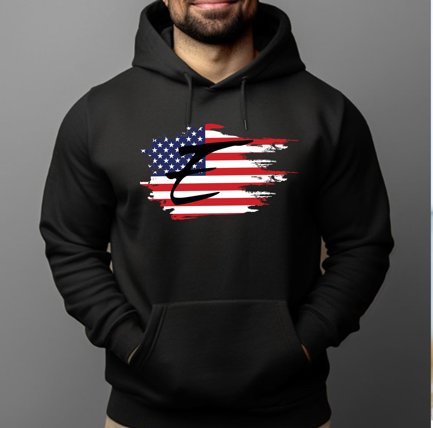American Flag E Hoodie or Crewneck Sweat Shirt