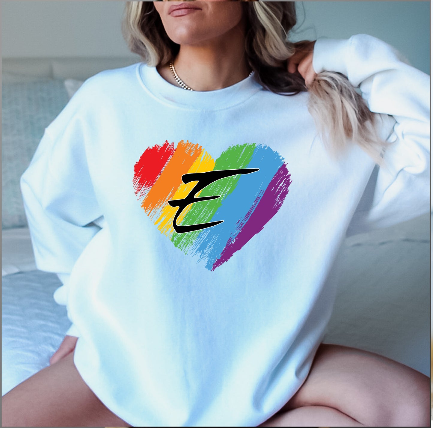 Rainbow E Hoodie or Crewneck Sweat Shirt