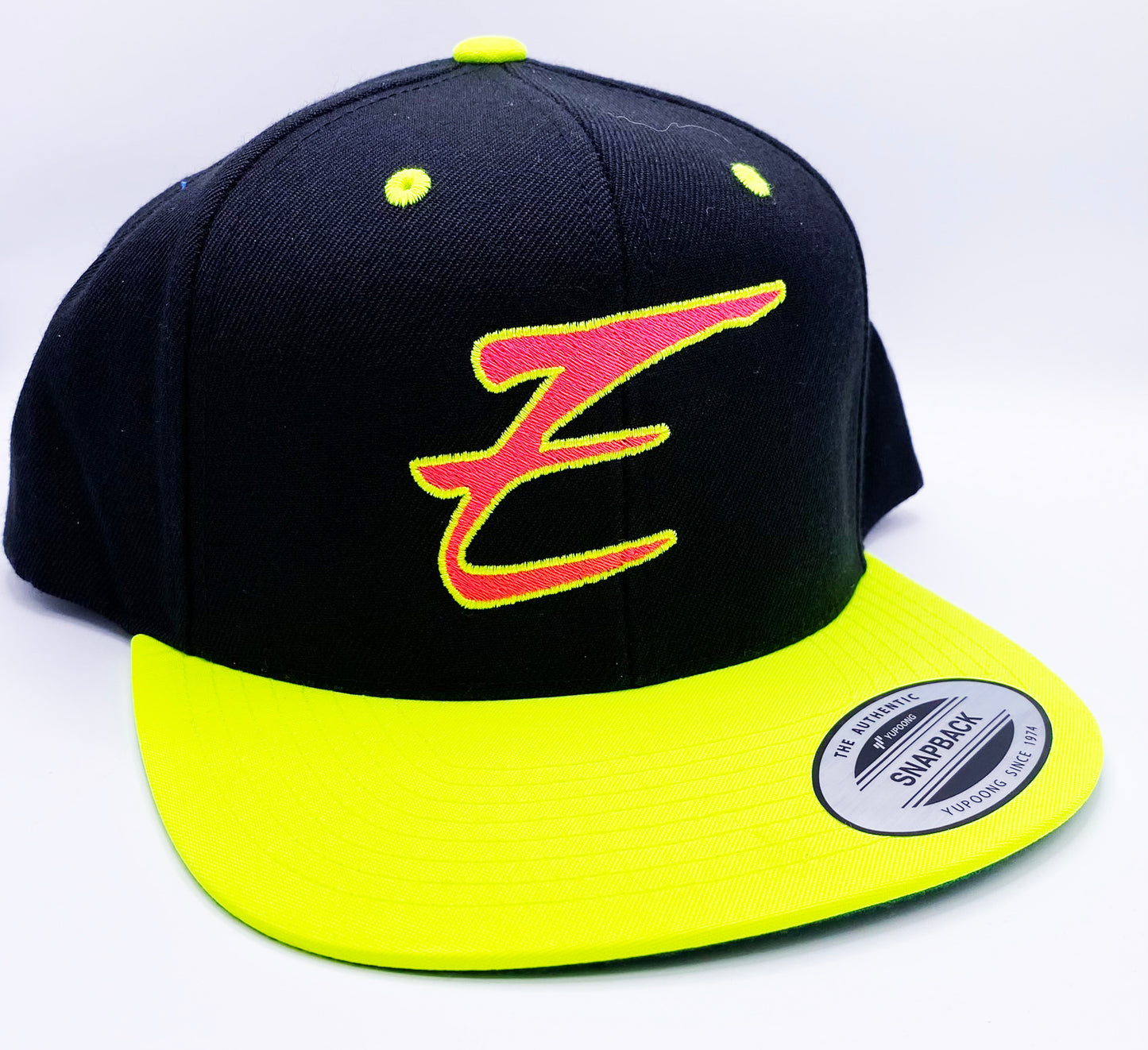 Eden Neon Flat Bill Snapback Hat Yellow Pink