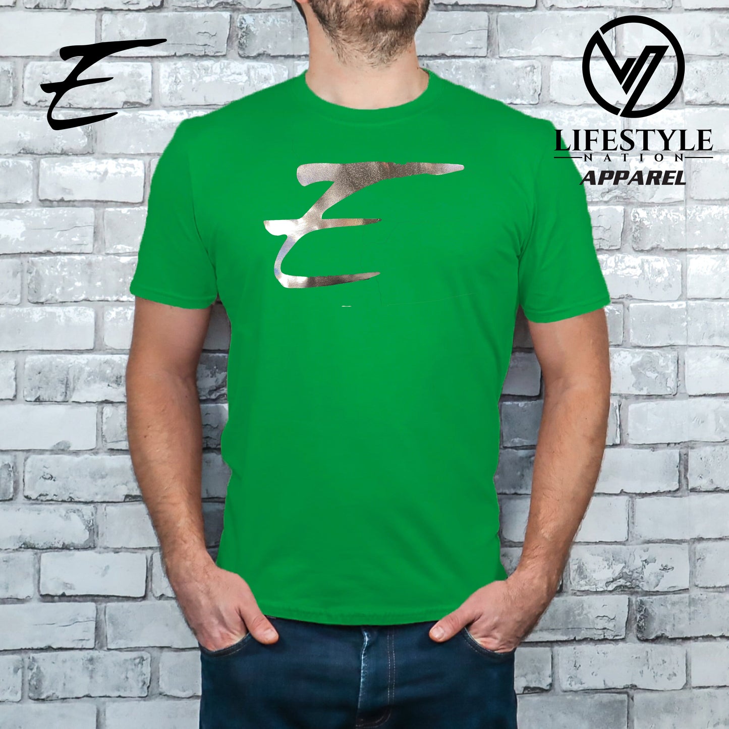 Club Eden T-Shirt Softstyle with Silver Foil E Pick Color