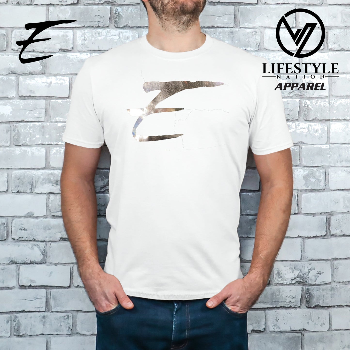 Club Eden T-Shirt Softstyle with Silver Foil E Pick Color