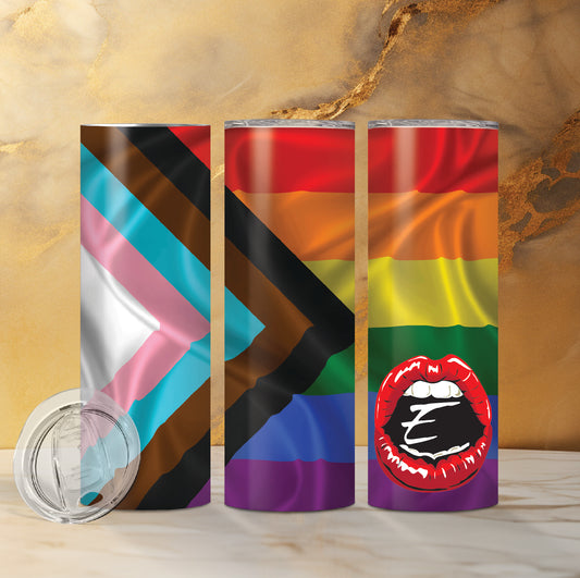 Pride Flag E Lips Logo Custom Double Insulated Drink Tumbler