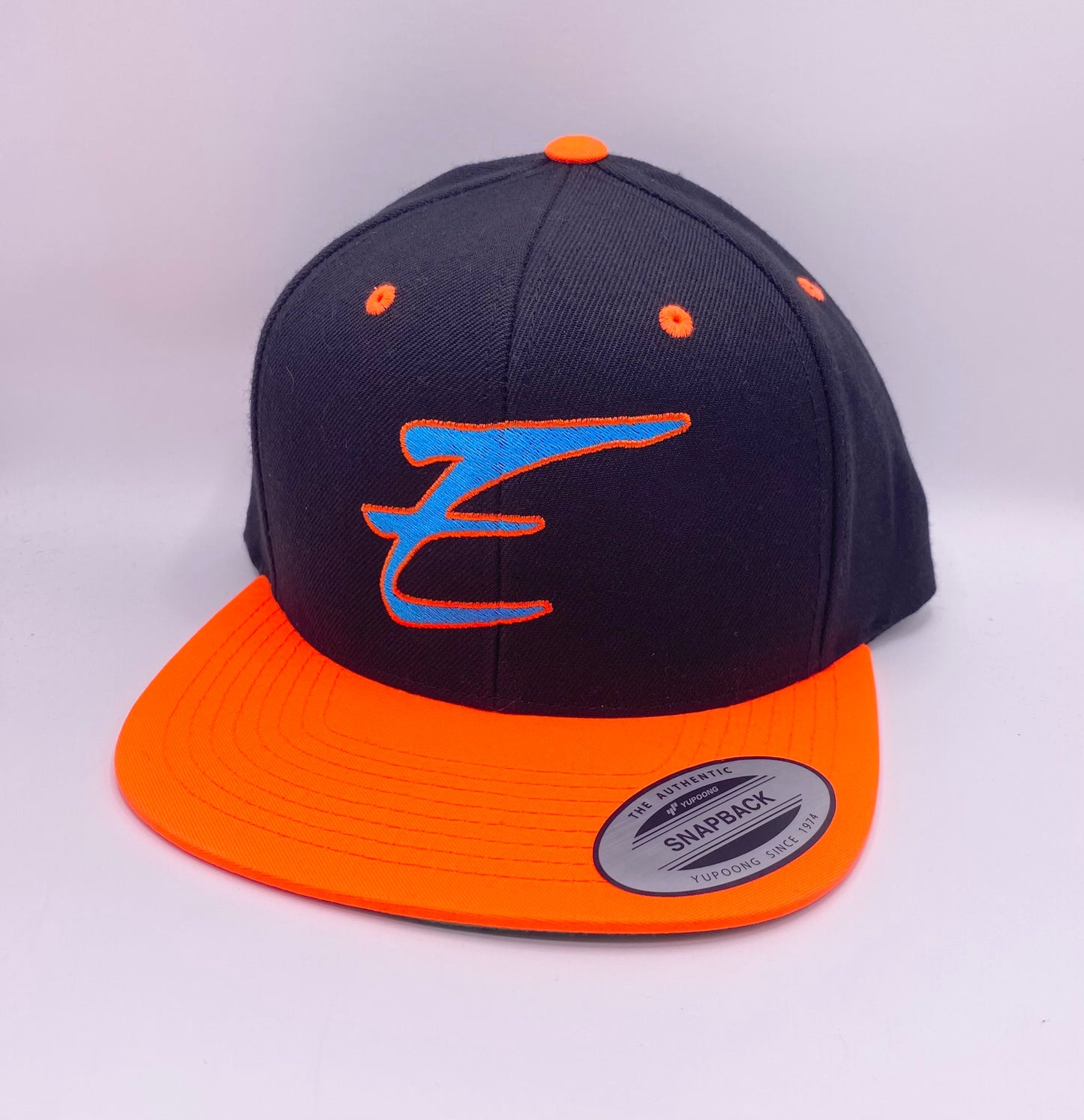 Eden Neon Flat Bill Snapback Hat Orange Blue