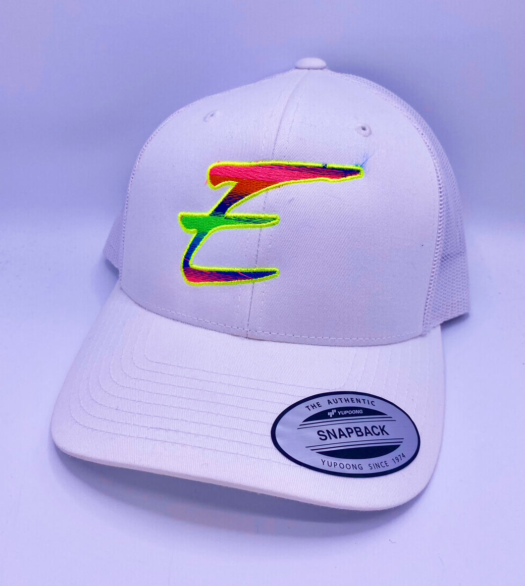 Eden Round Bill Snapback Rainbow Hat White