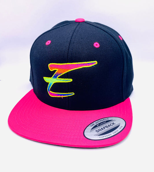 Eden Neon Flat Bill Snapback Hat Pink Rainbow