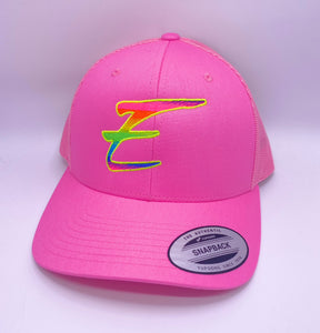 Eden Round Bill Snapback Rainbow Hat Pink