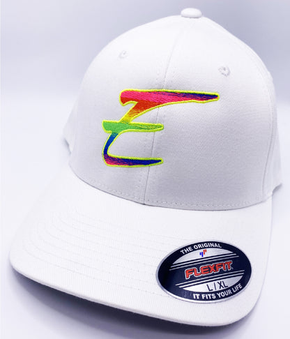 Eden Round Bill FlexFit Rainbow Hat Black
