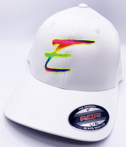Eden Round Bill FlexFit Rainbow Hat White