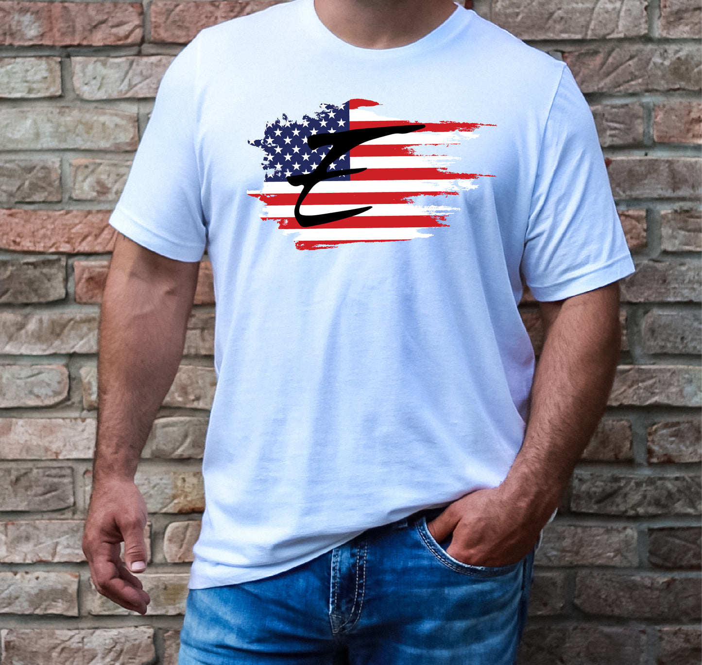 Club Eden T-Shirt or Tank American Flag E - Pick Color