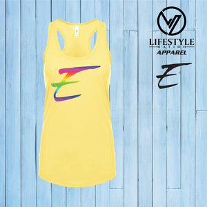 Female Racer Back Eden Tank Top with Rainbow E - Pick Color