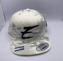 Load image into Gallery viewer, Yupoong Flat Bill Snapback Embroidered Camo E Hat

